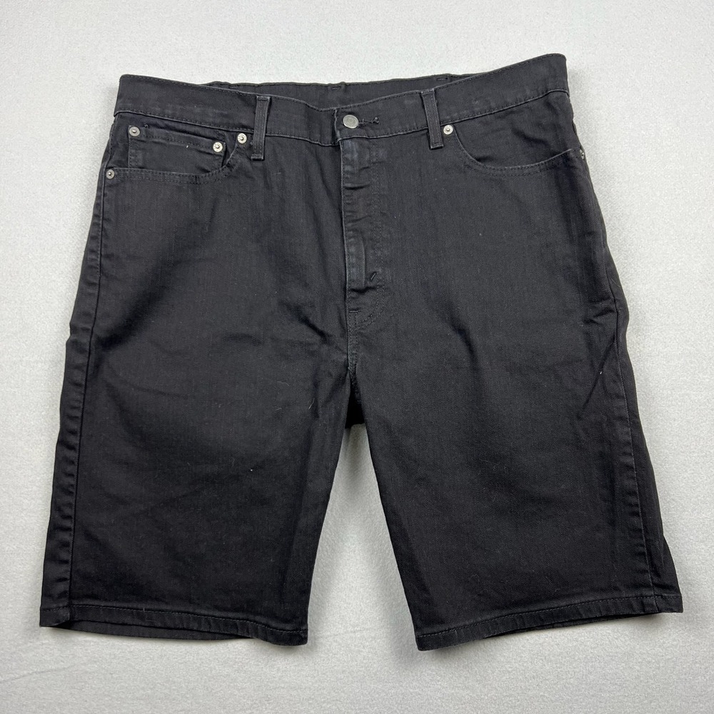 Levis Men 38 Black Solid 505 Regular Fit Denim Jean Shorts Stretch